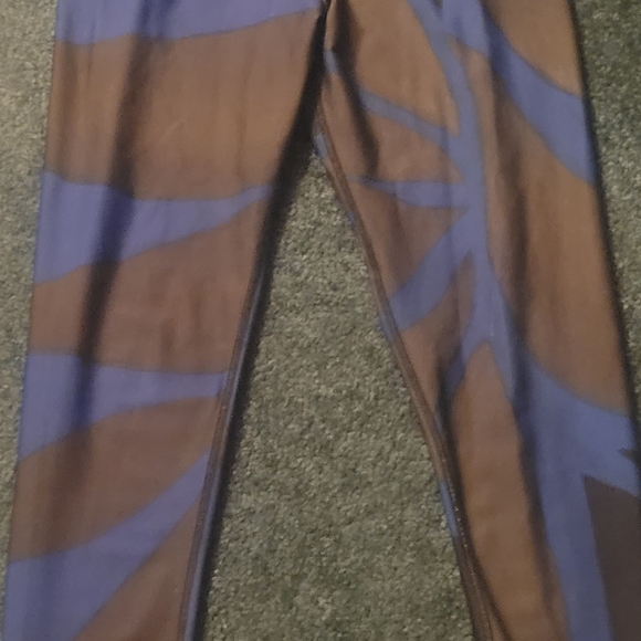 Debbie DANNHEISSER leggings fine art threads women new blue green Avocado leaf L - Picture 3 of 6